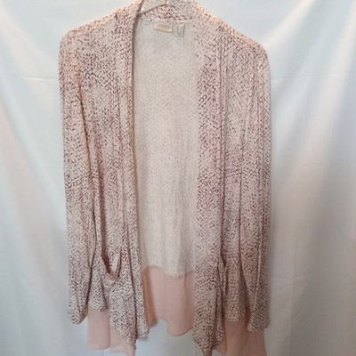 Women's LOGO Open Cardigan L Pink Layered Sheer Trim Barbie Balletcore Fairycore