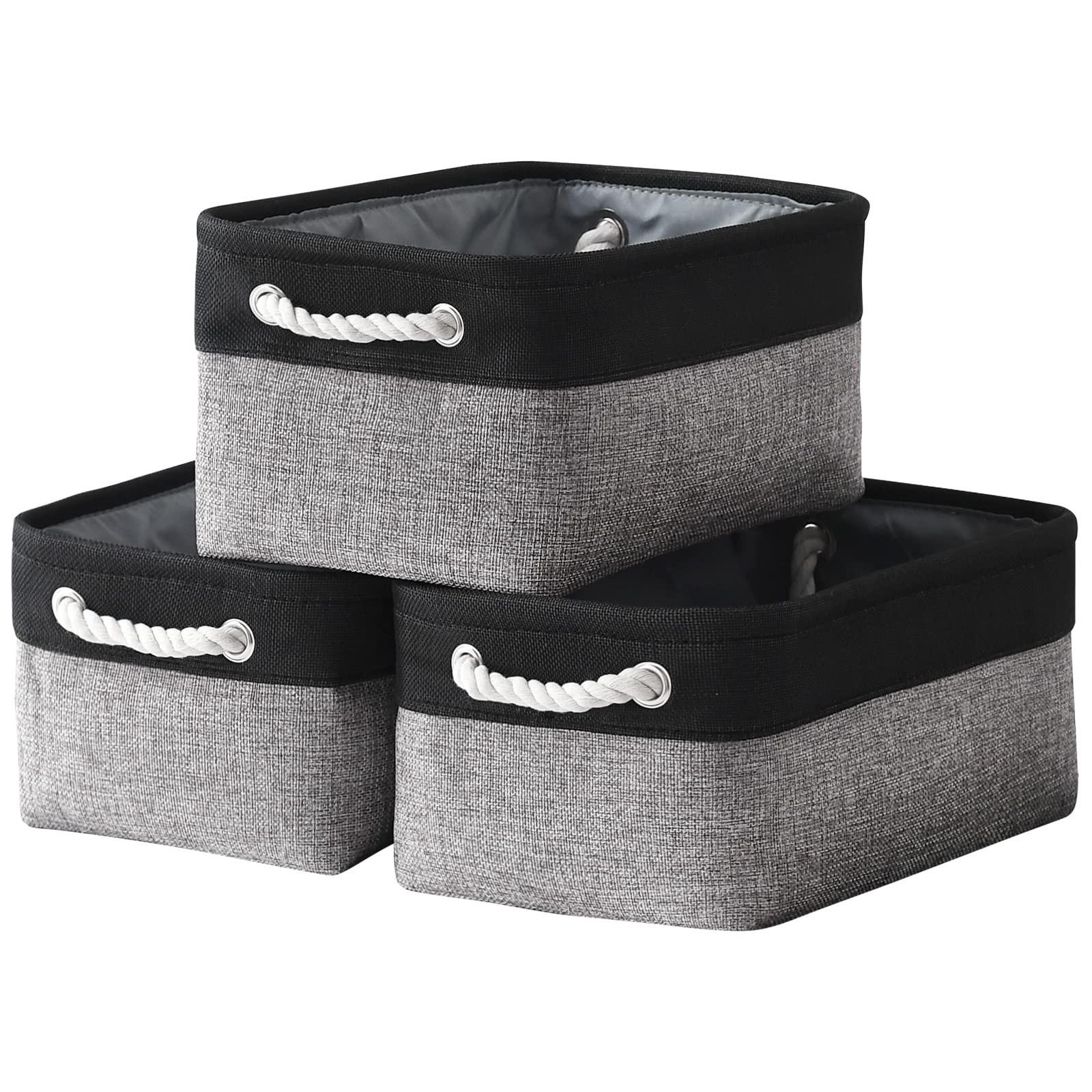Medium 3 Pack Collapsible Storage Basket 14x10x7 Inch for Organizing