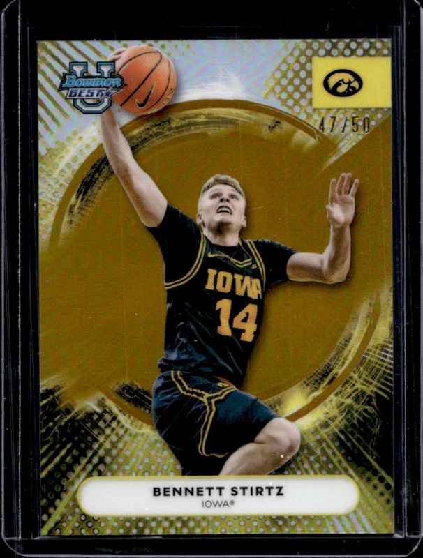 2025-26 Bowman Best University Bennett Stirtz Gold Refractor #/50 Hawkeyes