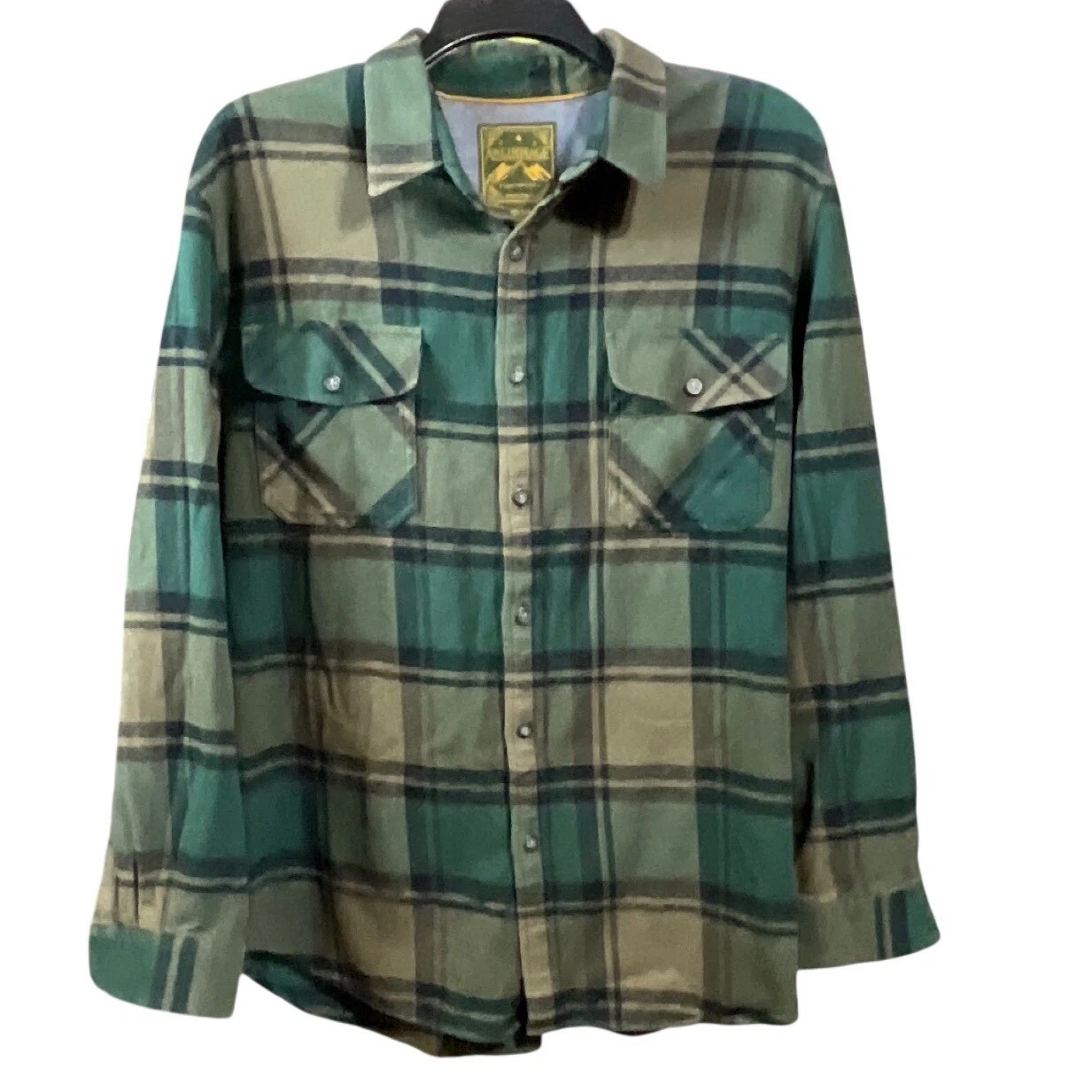 Anchorage Men XXL Green Brown Plaid Flannel Shirt Workwear Rugged Outdoor
