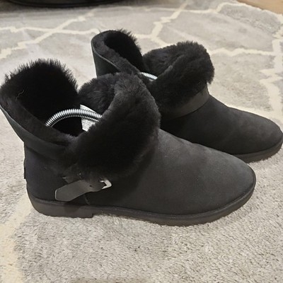 UGG Romely Short Buckle Suede Shearling Boots Casual Comfy Womens Size 10