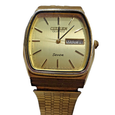 Citizen Gold Tone Watch Day Date AZ-0403 GN-4W-U 2100-287428KT Quartz