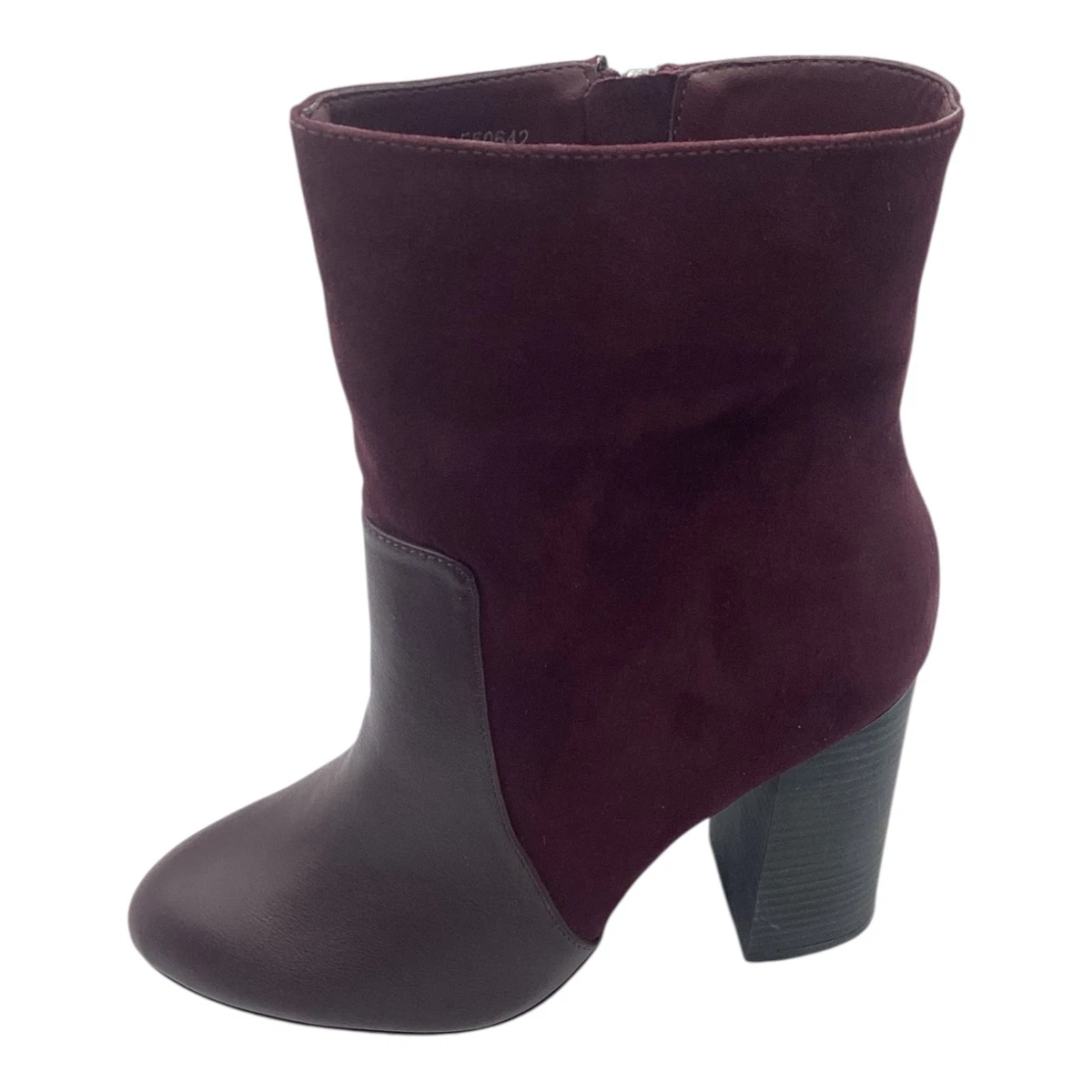 Anne Michelle Mujer Borgoña Imitación Gamuza Tacón Alto Botines Talla UK 7 Nuevos