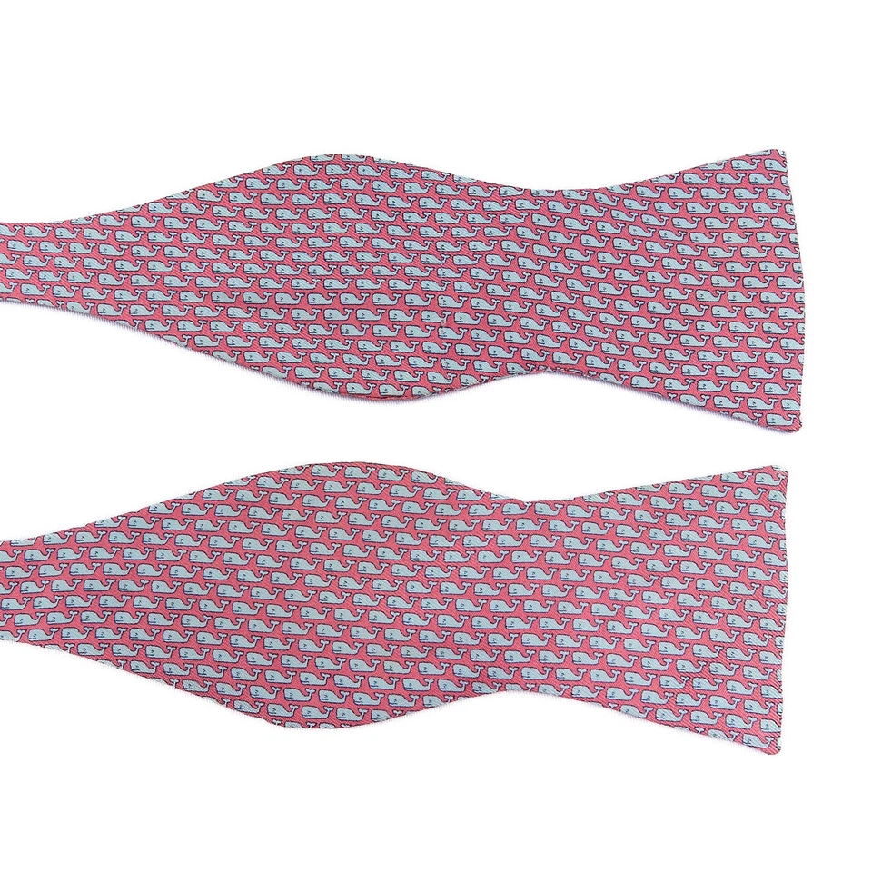 Vineyard Vines 真丝领结粉色蓝鲸 2.5 英寸宽自领带美国 — 第 2/4 张图片