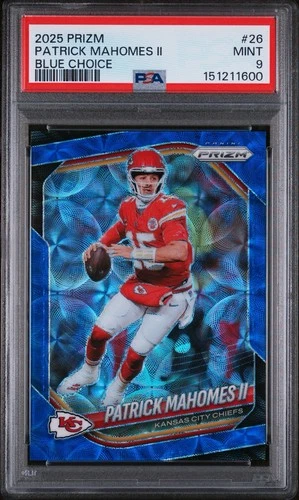 2025 Panini Prizm Patrick Mahomes II Choice Blue /14 PSA 9 #26 Chiefs