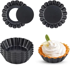 4 Pack Tart Pans Tortilla Pan Set Mini Tart Molds Carbon Steel Taco Shell for Ba