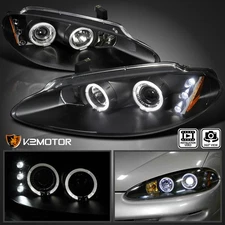 Black Fits 1998-2004 Dodge Intrepid LED Halo Projector Headlights Lamps L+R