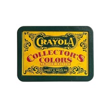 Vtg 1990 Crayola Crayon Collectors Colors Limited Edition Tin W/ Retired Crayons