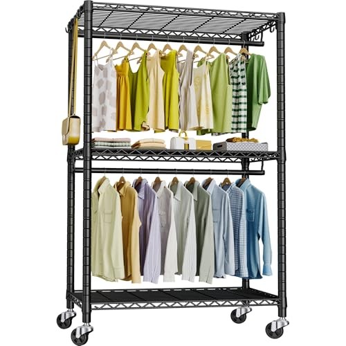 Heavy Duty Rolling Clothes Rack in Black P3 Finish-image