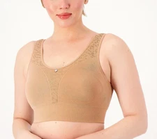 Breezies Active Comfort Seamless Wirefree Contour Bra Warm Sand XL New