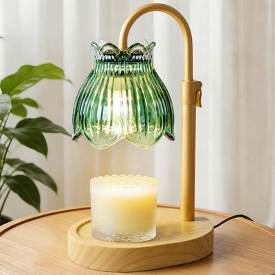 Maromamix Kerzenwärmer Lampe mit Timer - elektrischer Wachsstandard, grün-lotus 
