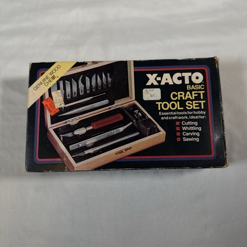 Vintage X-ACTO No. 5076 Basic Craft Tool Set Wood Case Original Box Manual