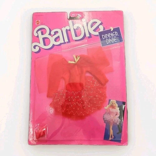 Vintage Barbie Dinner Date Fashion 1292 Red Dress & Shoes 1988 In Package