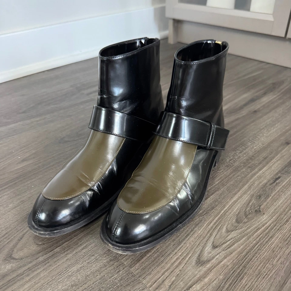 Botines Marni Dos Tonos Charol Tacón Punta Redonda Talla 37 Foto 2 de 4