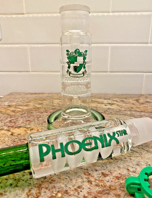 NICE 14.5'' Phoenix Star Freezable Glycerin Coil 3XHoneycomb Perc Water Pipe Bong
