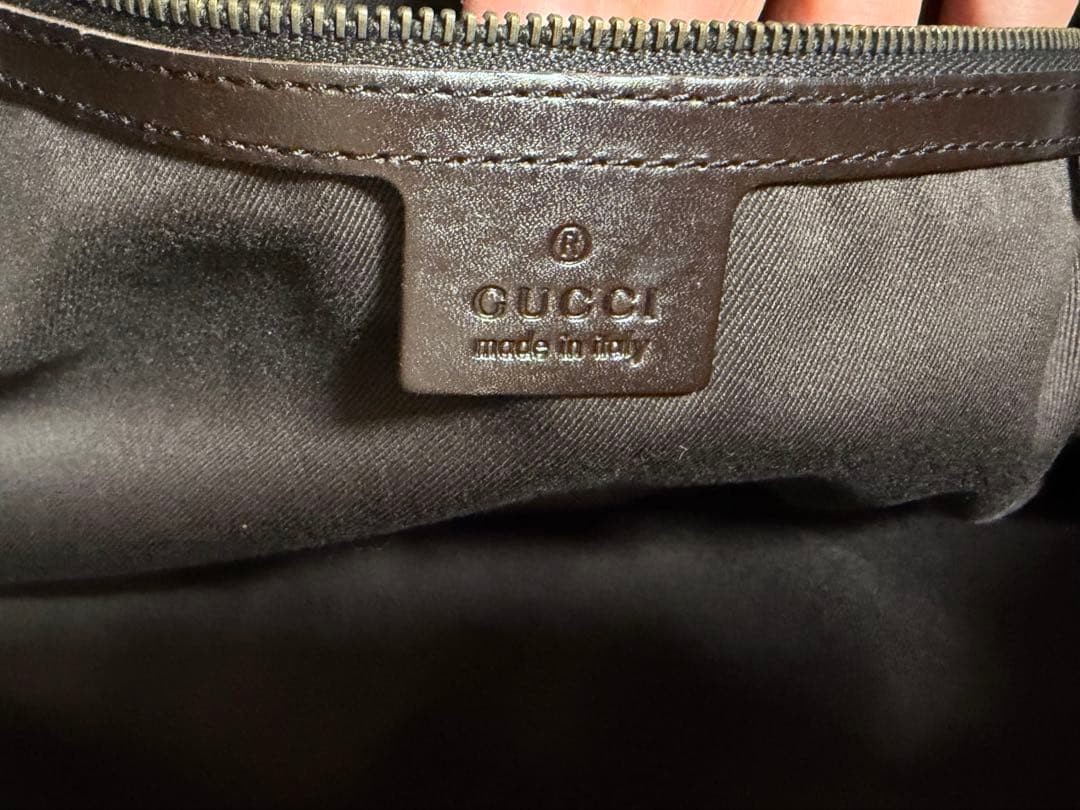 GUCCI GG Pattern Tote Bag Beige Brown Leather Canvas Large Authentic VIN thumbnail 4