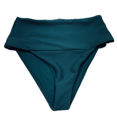 L Space Bikini Bottoms Womens Small Teal Desi Ribbed High Waist Beach Coastal