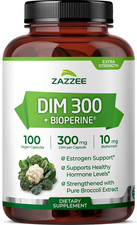 DIM Supplement Diindolylmethane 300 mg with 10 mg BioPerine 100 Count Vegan