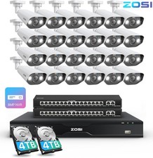 ZOSI 32CH 4K PoE Security Camera System 24x8MP Outdoor 2Way Audio Camera 8TB HDD