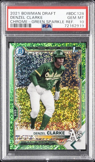 2021 Bowman Draft Chrome-Green Sparkle Refractor Denzel Clarke 71/99 PSA 10