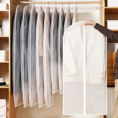 5pcs Clothes Coat Protect Garment Cover Bags Suit Storage Bags Zipper Dress//