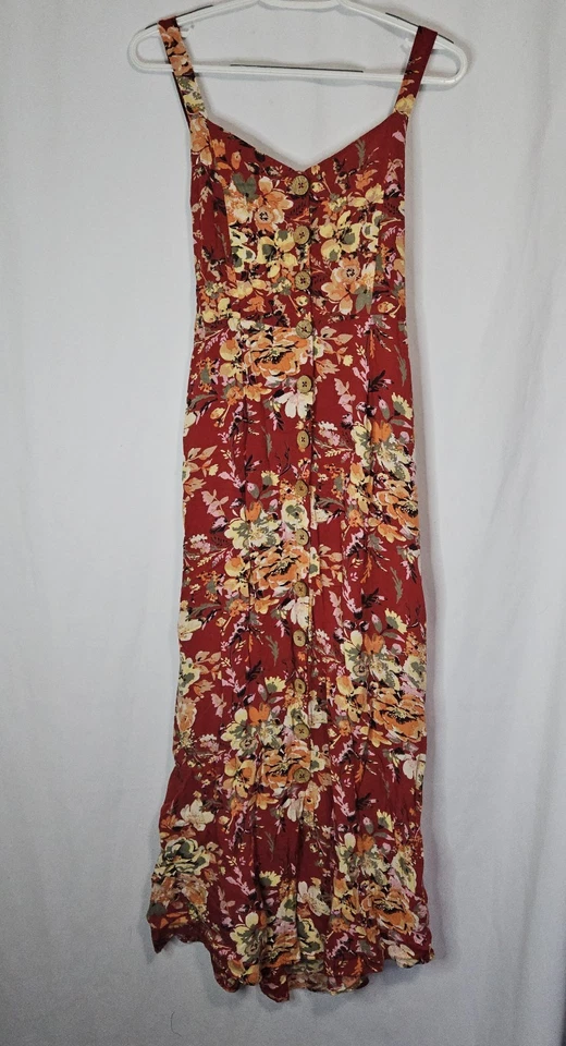Angie Floral Button Front Maxi Dress M Boho Prairie Cottagecore Festival  - Image 2 of 4