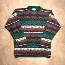 Vintage 90s Southwestern Print Sweater Multicolor Knit Western Aztec Tribal Boho