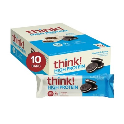 think! Protein Bars, High Snacks, Gluten 10 Count (Pack of 1), Multi