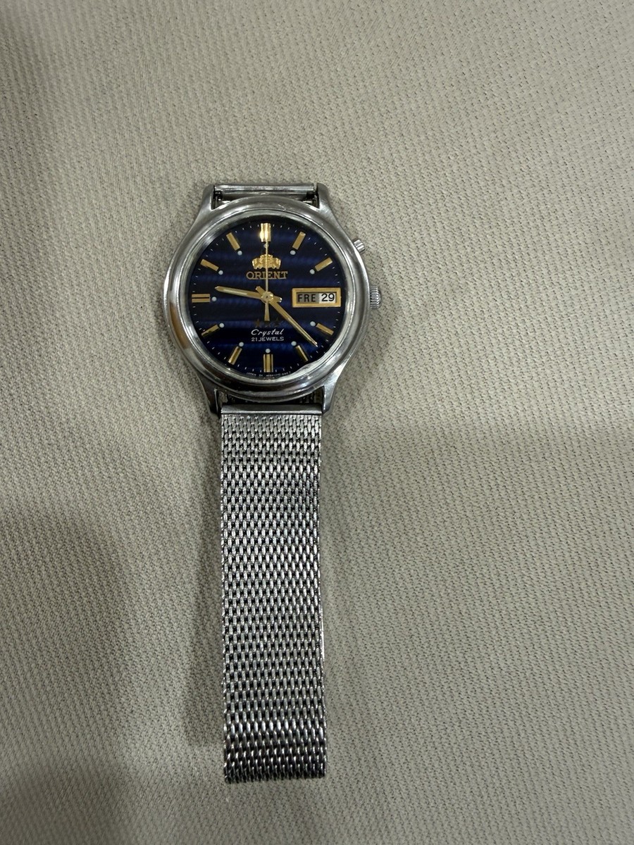 Orient Crystal 3 Star Automatic EM03-C2-B CA Blue Dial Vintage