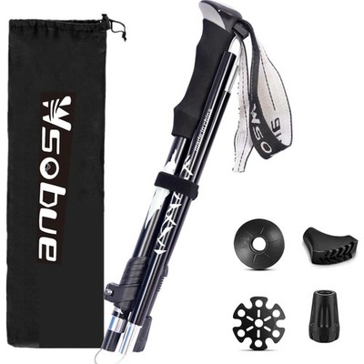 Wanderstöcke Trekkingstöcke Faltbar Nordic Walking Aluminium Schwarz 110-130cm