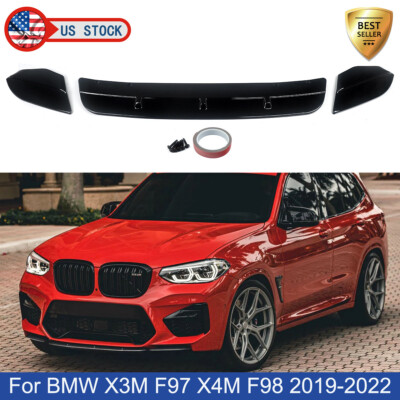 Gloss Black For BMW F97 X3M F98 X4M Competition 19-21 Front Bumper Splitter Lip