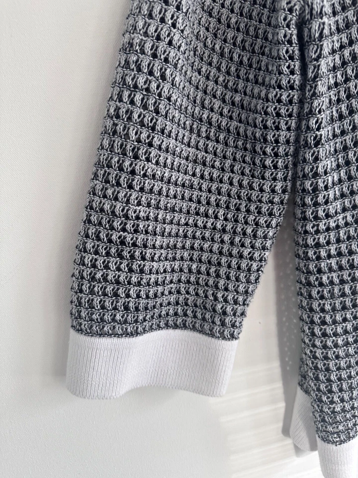 NIPON BOUTIQUE Mujer Largo Abierto Suéter Cárdigan Blanco y Negro Talla 3X Foto 3 de 4