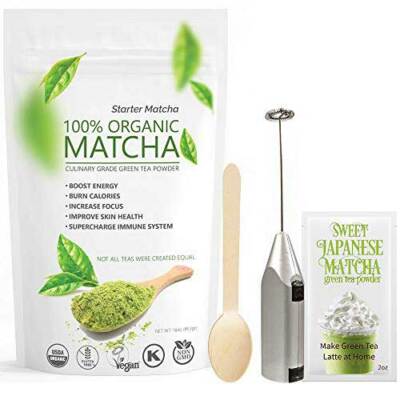Pure Natural Tasty Starter Matcha 4 Items Set, Perfect for Culinary Treats, 12oz