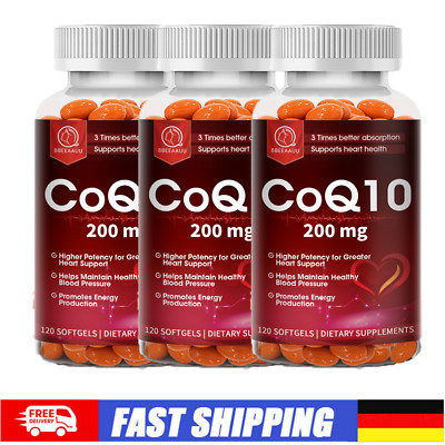 360 Kapseln CoQ10 Coenzym Q10 200mg für kardiovaskuläre Herz Gesundheit Ausdauer