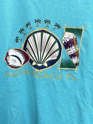 Cal Cru M.B.S. Love Unlimited Cocoa Beach, FL T Shirt L USA Pinstripes VTG