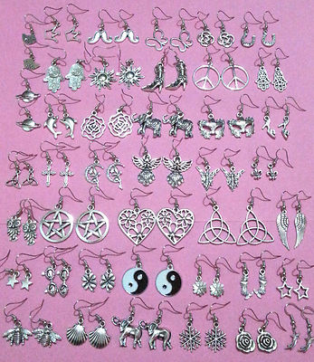 Tibetan Silver Dangle Drop Charm Earrings - Choose Your Style - Uk Seller