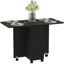 Dining Furniture Multi Storage Six Person Folding Drop Leaf Table Distressed New