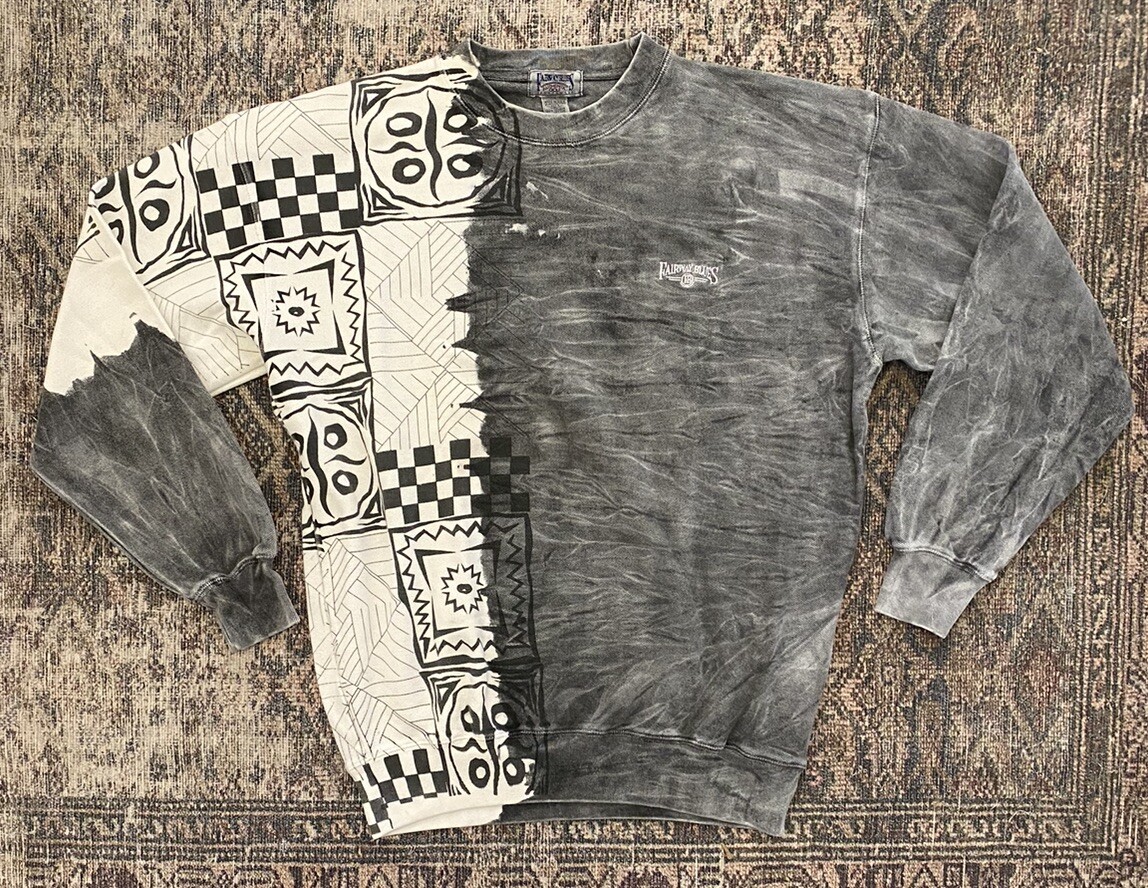 Vintage Fairway Blues Acid Wash Abstract Golf Sweatshirt XL Art