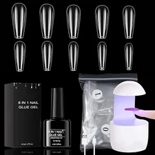 Ncana 6 In 1 Nail Gel,Gel nail tips and glue kit with 500Pcs kit / New Open BOX
