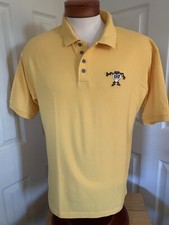 Tasmanian Devil Polo Shirt Mens L Yellow Embroider Taz Looney Tunes Warner Bros