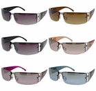 Womens Wrap Rimless Designer Fashion Sunglasses Oval Retro Shades (#7085)