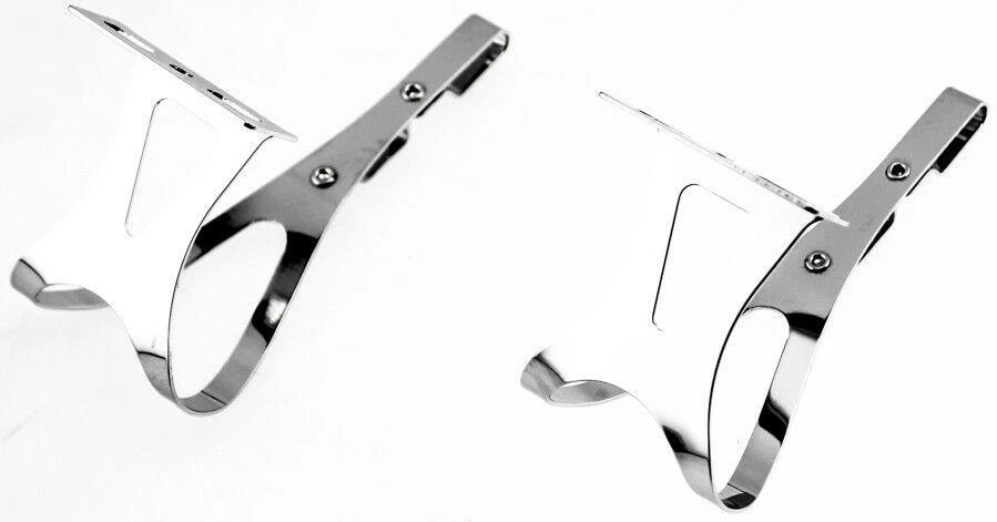 AVENIR 2X FIXIE CLIPS PUNTERA DE ACERO MD Pedales de Bicicleta Sin Tirantes Doble Correa Plateada NUEVO Foto 2 de 4