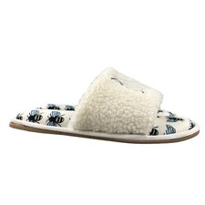 Rae Dunn Women's Size SMALL White Bee Kind Open Toe Slip On Flat House Slippers