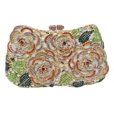 Four Rose Flowers Box Crystal Clutch Elegant Wedding Bridal 2025 Evening Bag