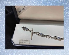 Wheeler Mfg Co Vintage Sterling Silver + Blue Topaz Bracelet