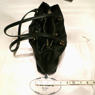 Vintage Black Prada Nylon Double Leather Handle Handbag | eBay