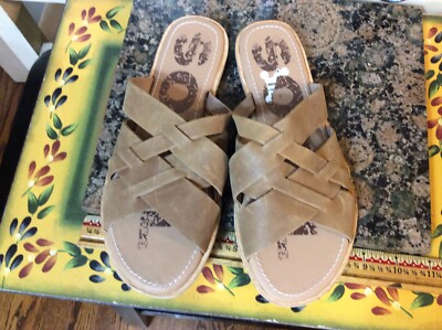 Criss Cross Sorel Ella Camel Women's Sz Sorel Leather Ella Slide