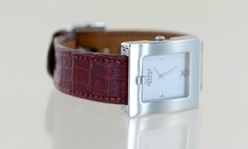 Hermes Uhr BE1.210 Damenuhr Quarz Edelstahl 4x Wechselarmband Leder - Bild 6 von 13