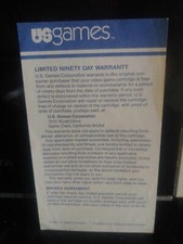 U.S. GAMES Corporation Limited 90 Day Warranty Vintage 1982 Insert Card
