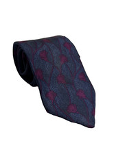 Damon Mens Silk Dress Tie Made in USA Vintage Blue Floral Pattern 57" 3"